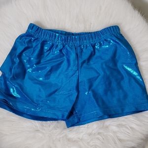 Blue gymnastics or dance shorts